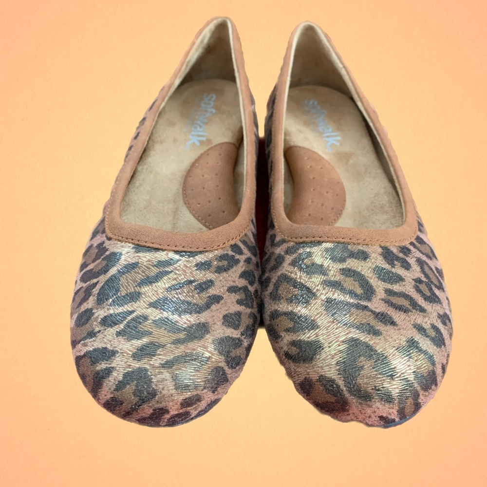 🥿🏷️ Shoe sale! Napa Leopard Print Metallic Flats ~ Size 7N (AA)